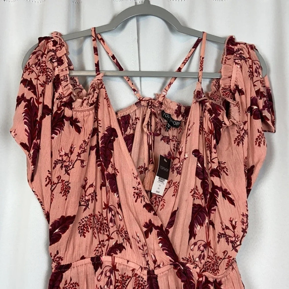 TopShop Semi Sheer Floral Surplice Romper - Picture 5 of 10
